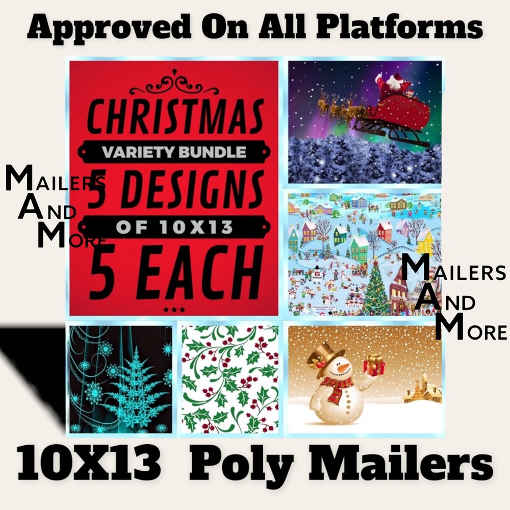 25 10X13 Christmas Bundle Poly Mailers VARIETY PRICE IS FIRM - Picture 2 of 9